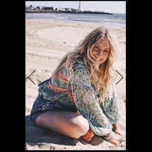 NWT SPELL City lights Blouse in Indigo ~XS